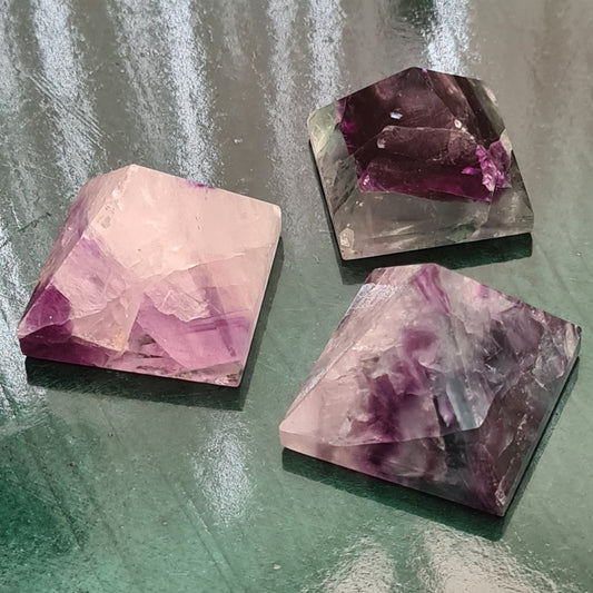 Rainbow Fluorite Crystal Pyramids in Purple, White and Green mixed colours