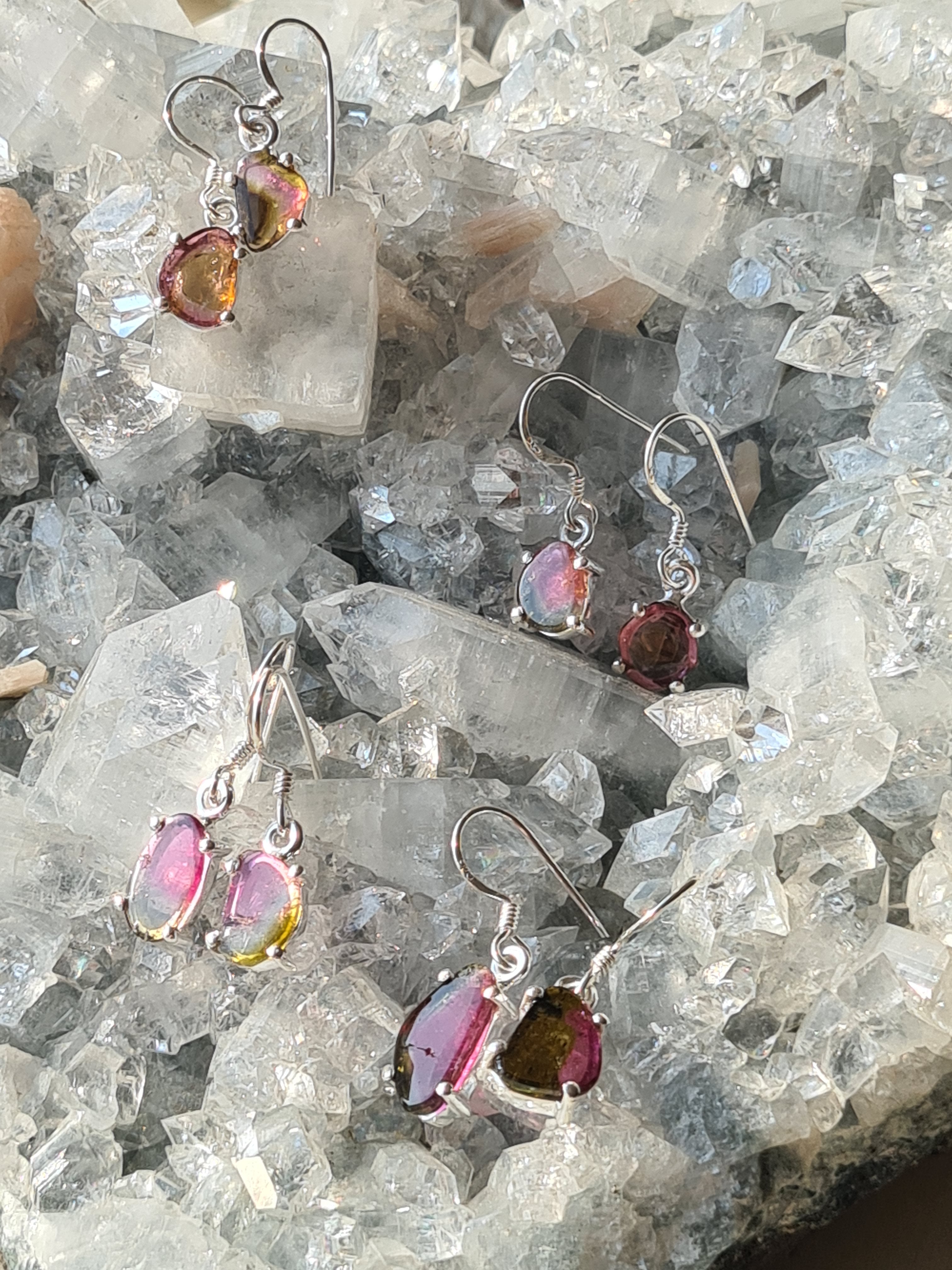 Pink to Green, Ombre, Watermelon Tourmaline Chandelier retailer Earrings in Silver