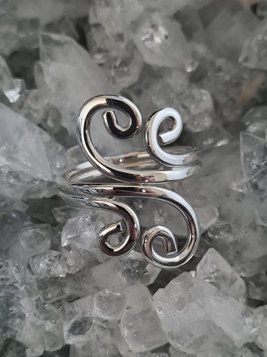 Silver Open Wave Ring | Size N, P, T & V