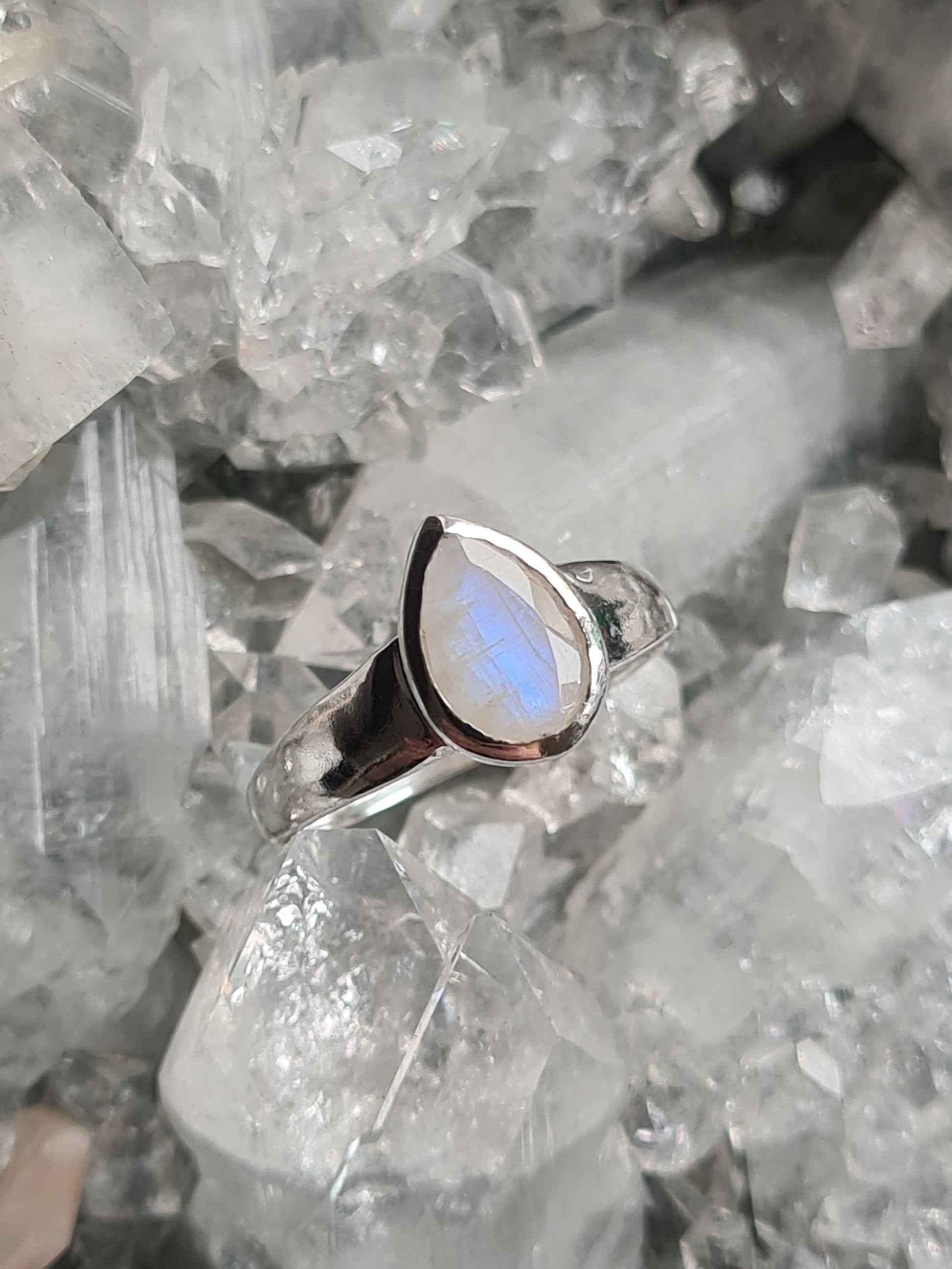 Sterling Silver Stacking Moonstone Ring – Boho Magic Jewelry