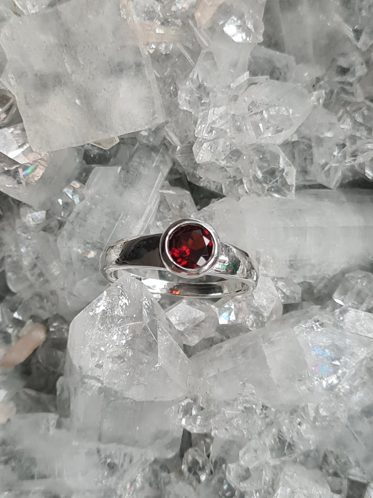 Garnet Ring | Sterling Silver | Size J, L & R.5