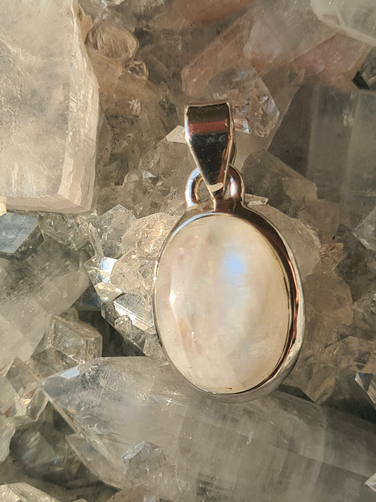 Rainbow Moonstone Pendant | Sterling Silver