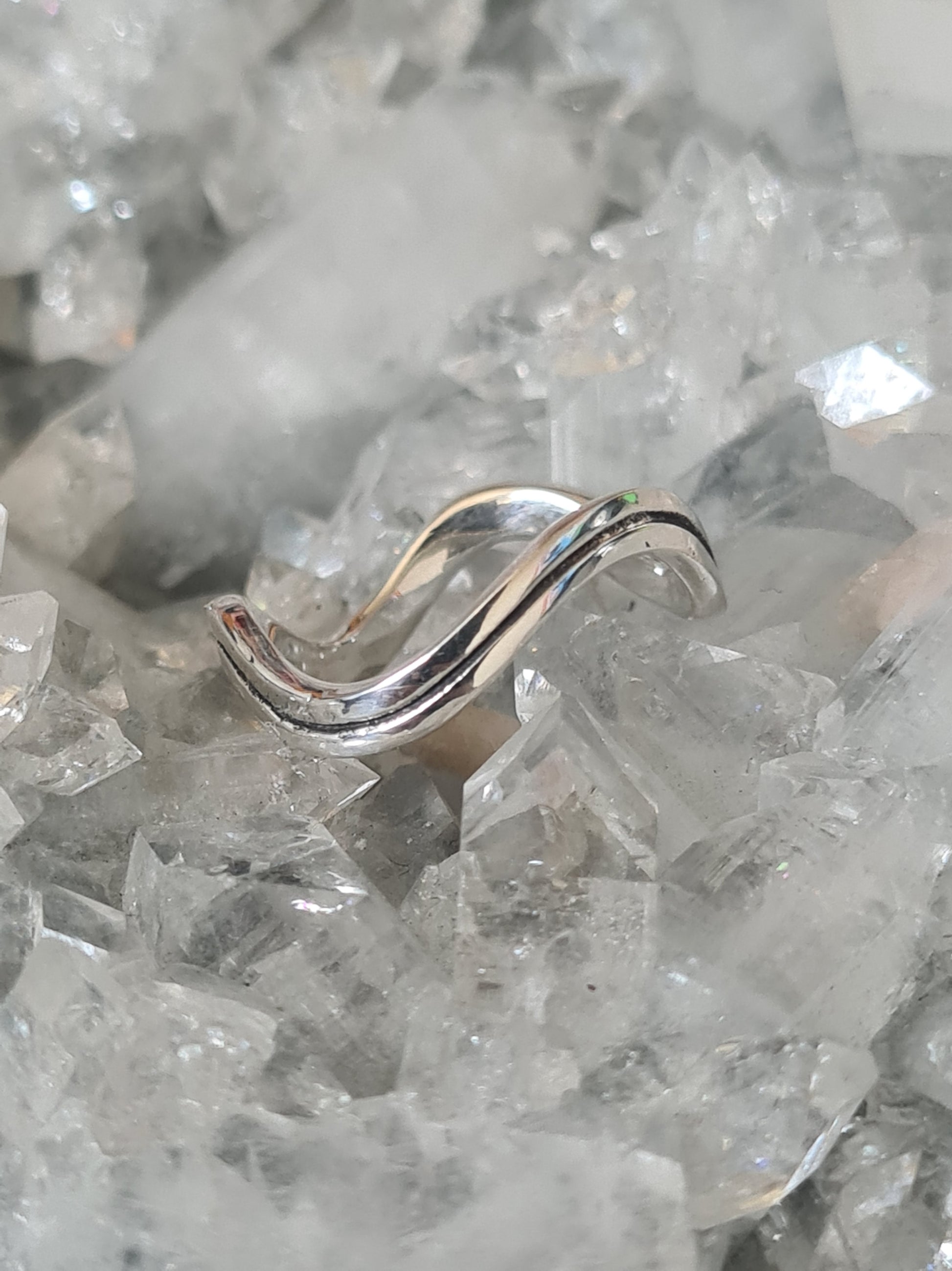 Polished Sterling Silver Double Row Wave Design Ring