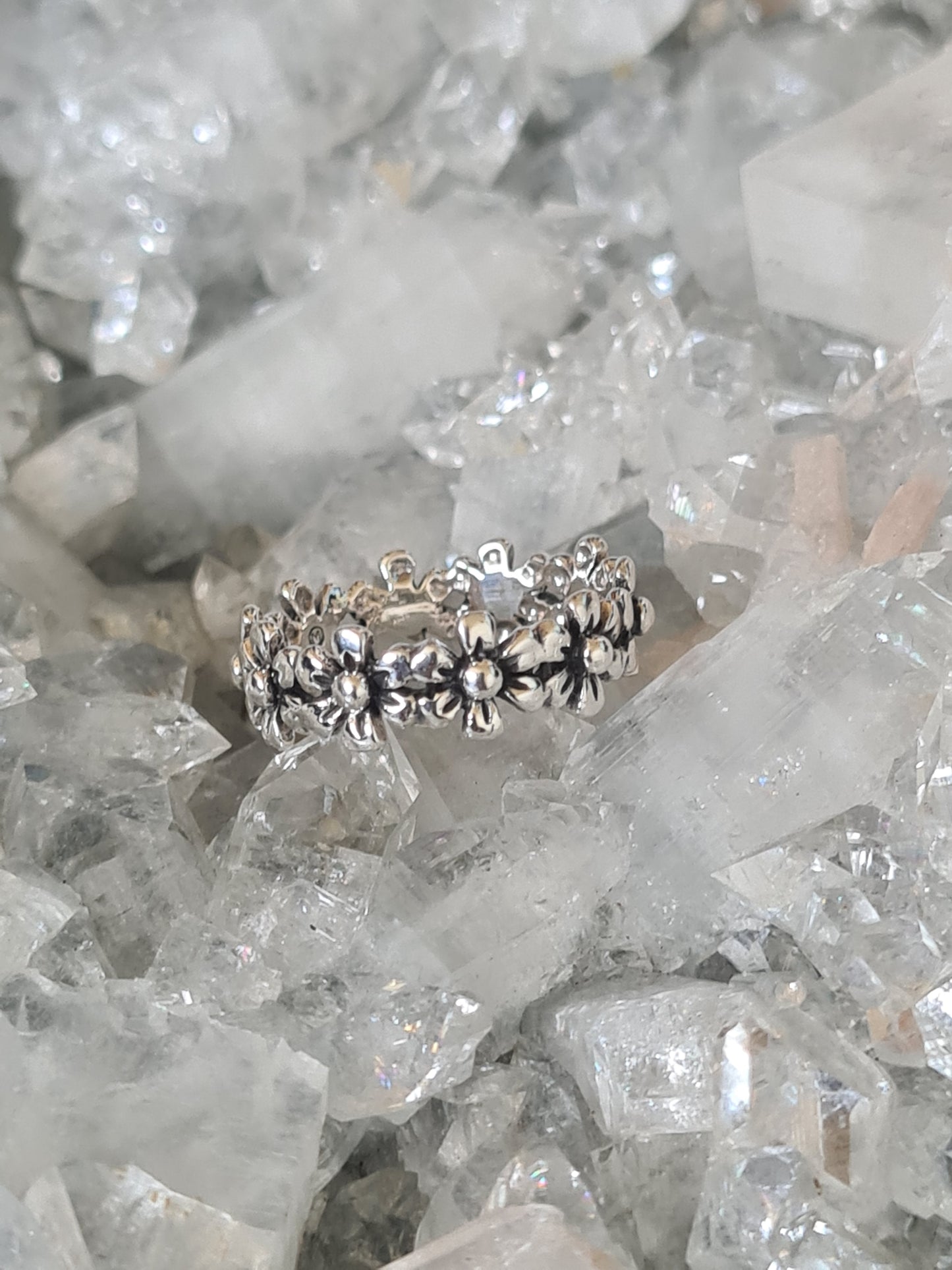 Flower Band Ring | Sterling Silver | Size L, N & Q