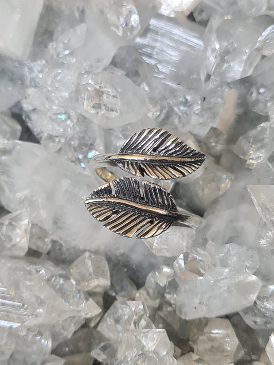 Silver Crossover Leaf Ring | Adjustable | Size O, P, S & T