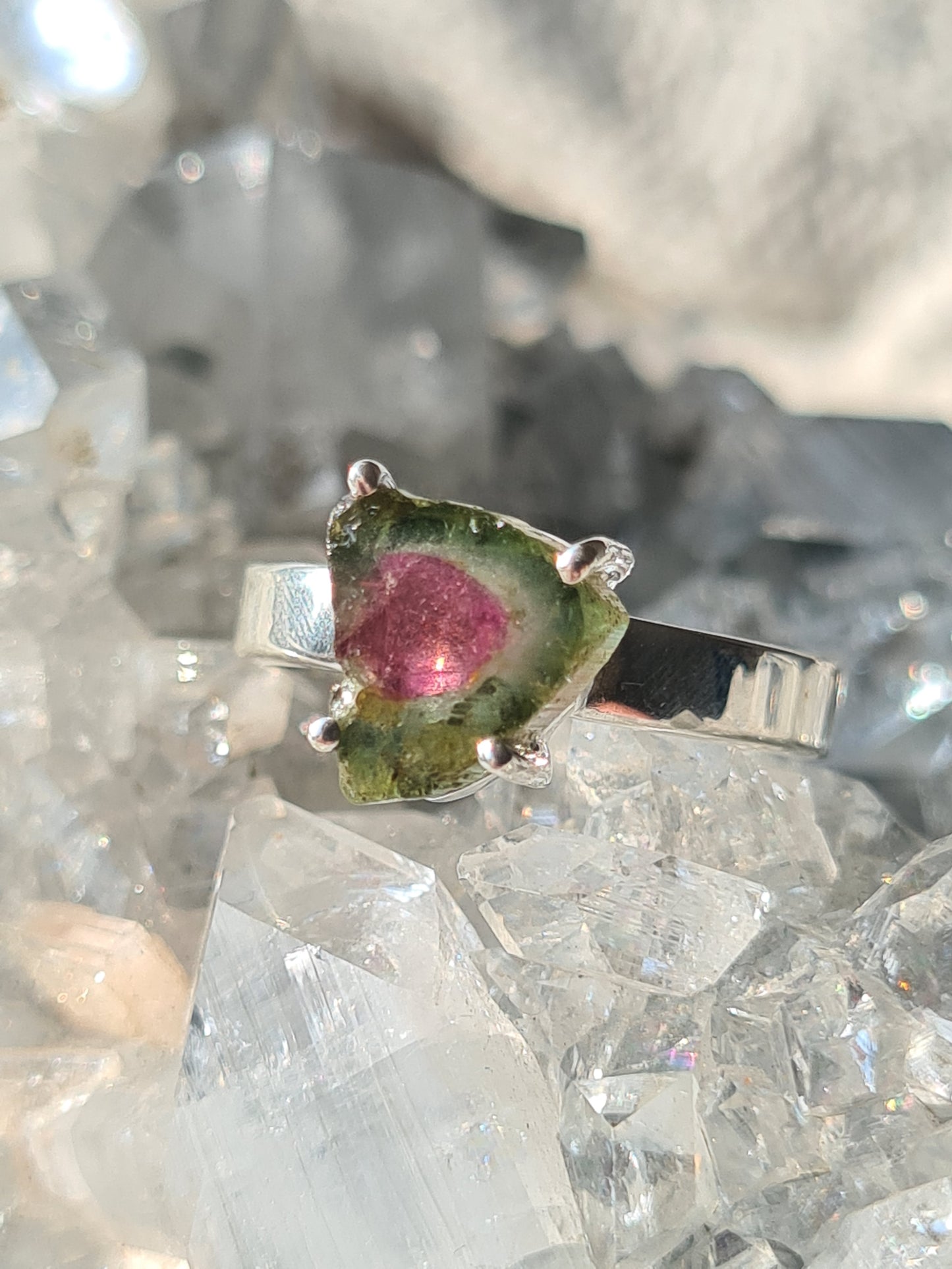 Watermelon Tourmaline Ring Size Q.5 | Sterling Silver