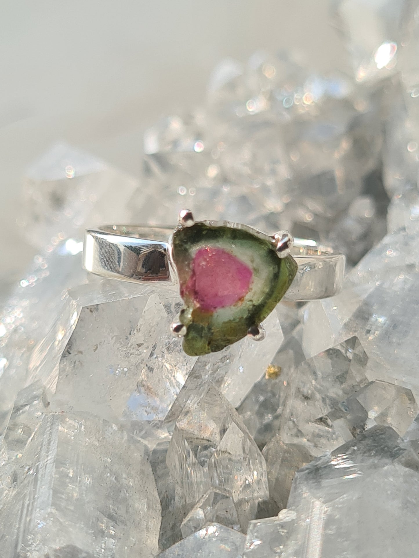 Watermelon Tourmaline Ring Size Q.5 | Sterling Silver