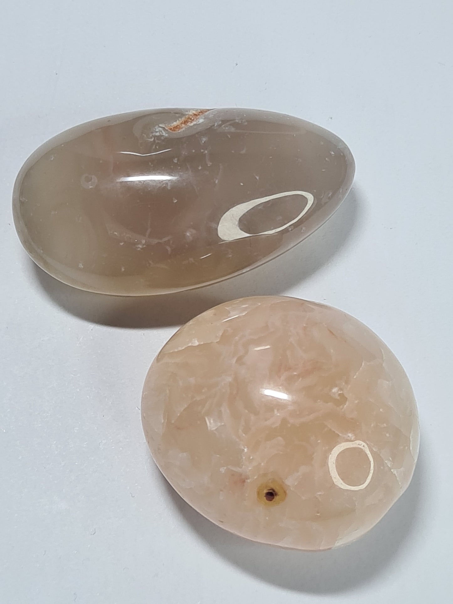 Botswana Agate Large Tumbles, in Peach and Grey colours with banding.