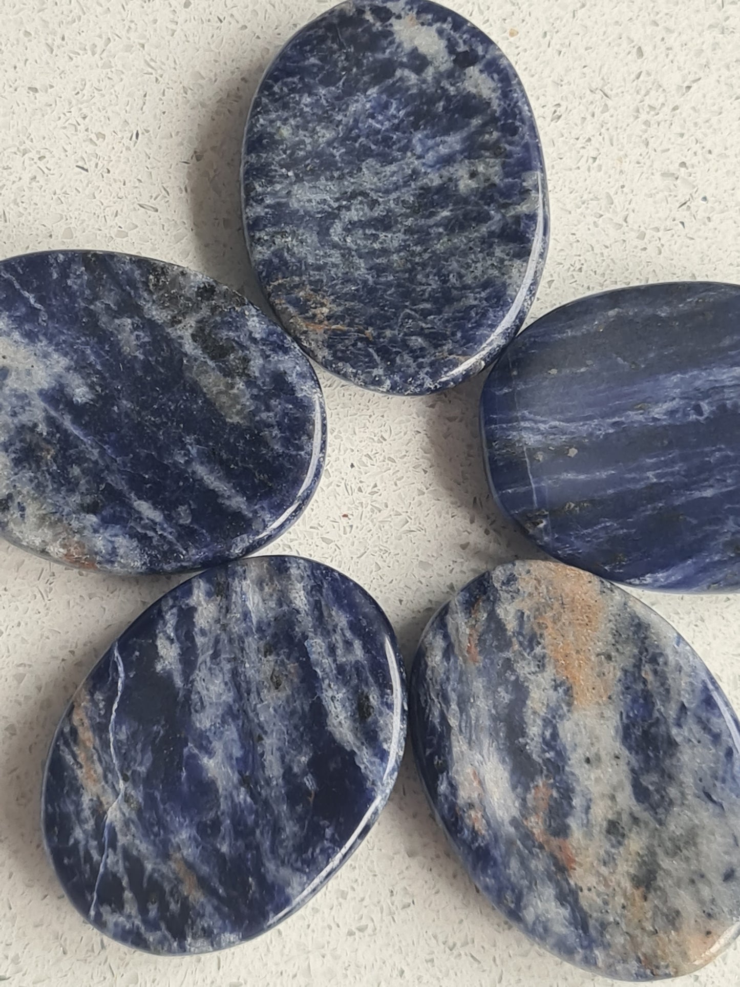 Five Sodalite Crystal Worry stones