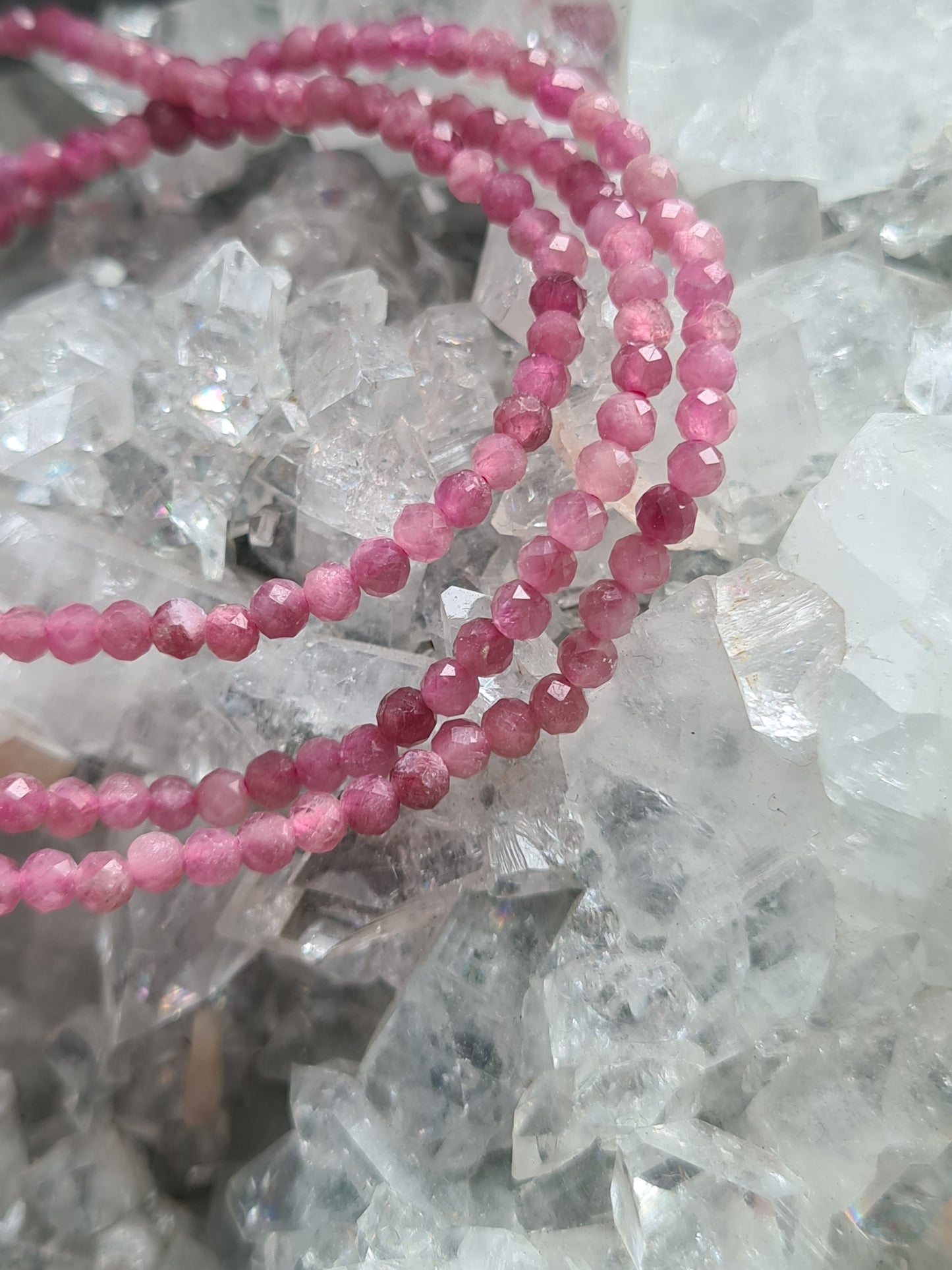 Pink Tourmaline Bracelet | 3mm Faceted Bead