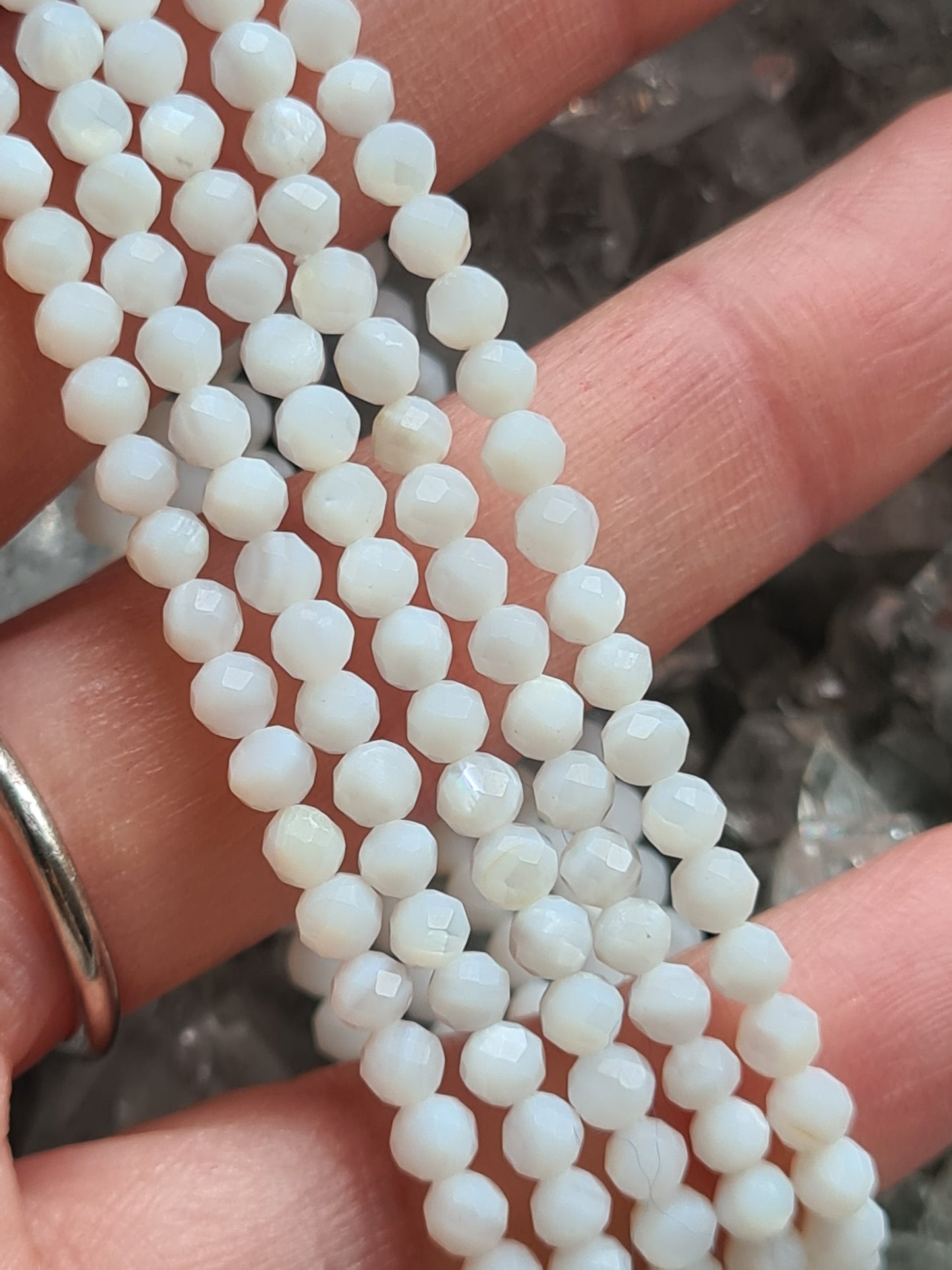 Mother of Pearl Bracelet | 3mm Faceted Bead