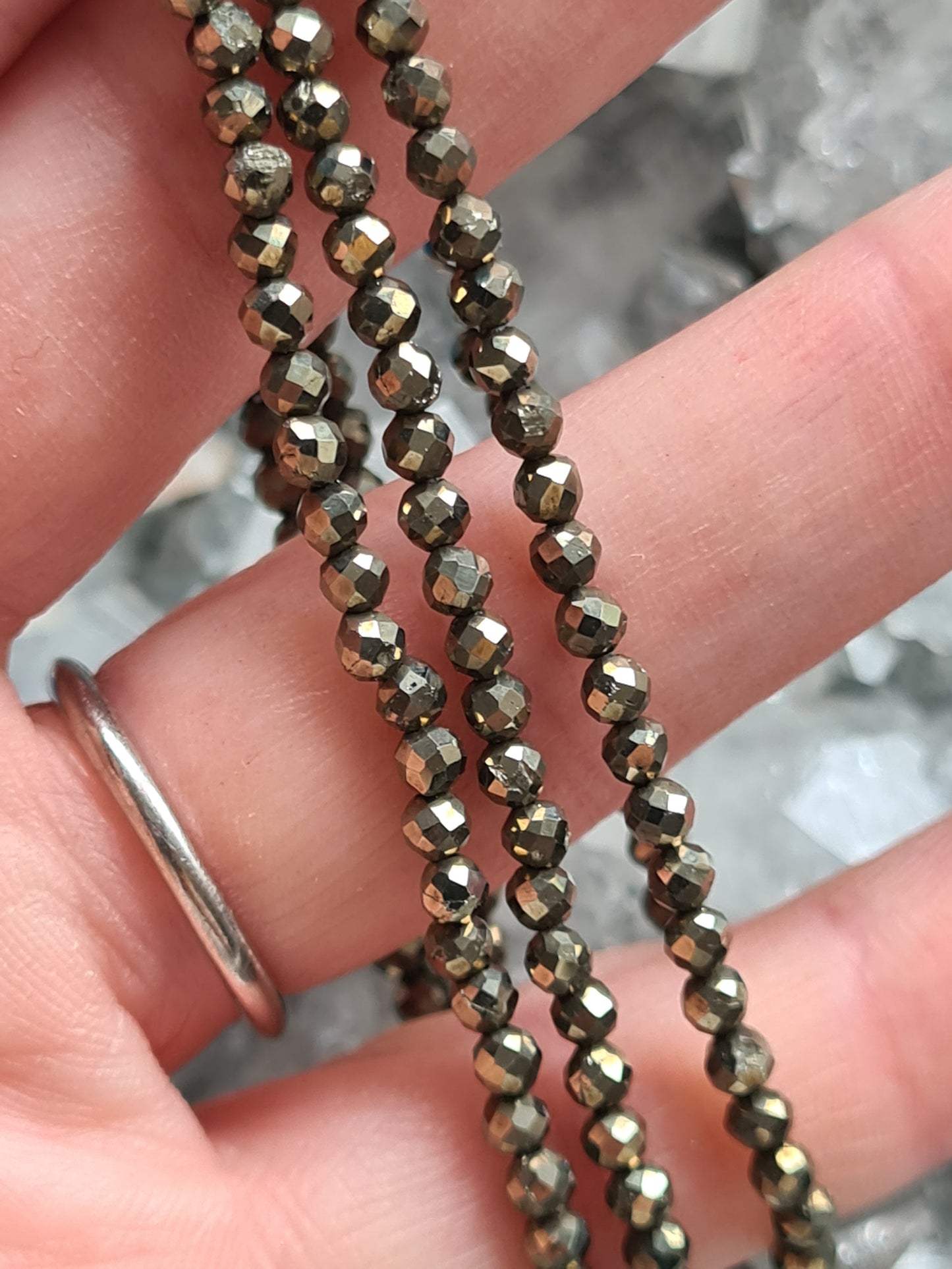 Pyrite Bracelet | 3mm Faceted Bead