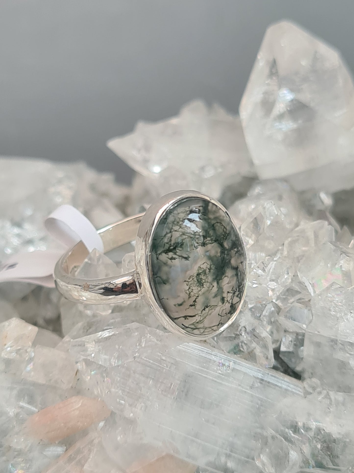 Moss Agate Ring | Sterling Silver | Size N & P.5