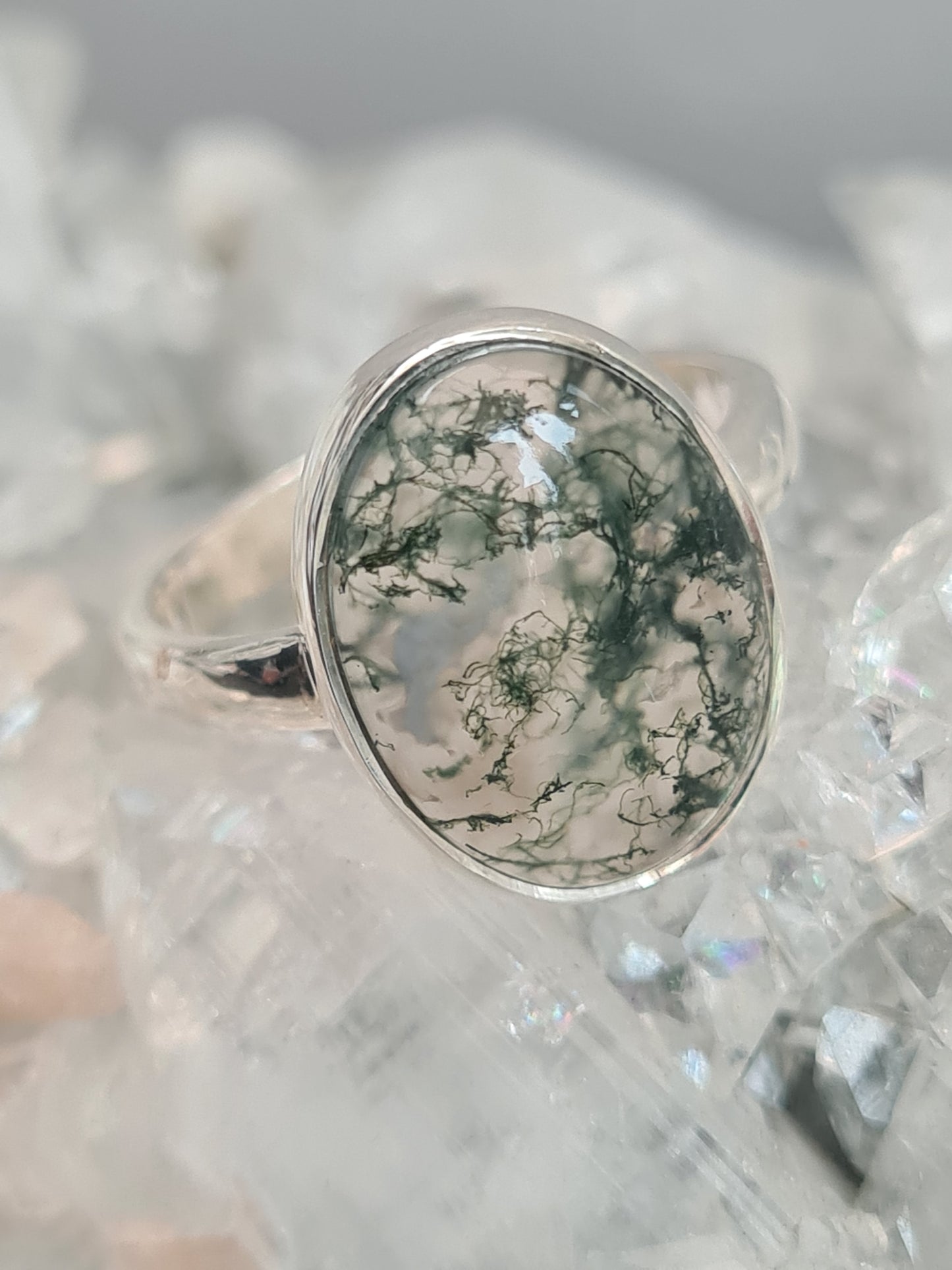Moss Agate Ring | Sterling Silver | Size N & P.5