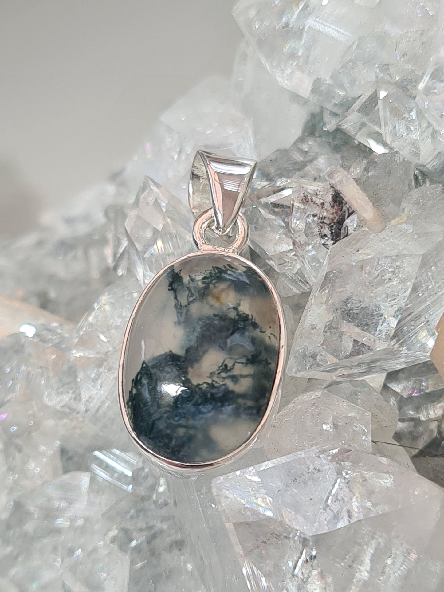 Moss Agate Pendant  | Sterling Silver