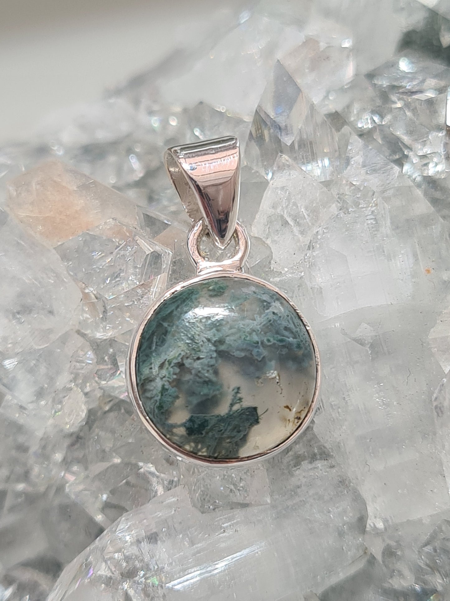 Moss Agate Pendant  | Sterling Silver
