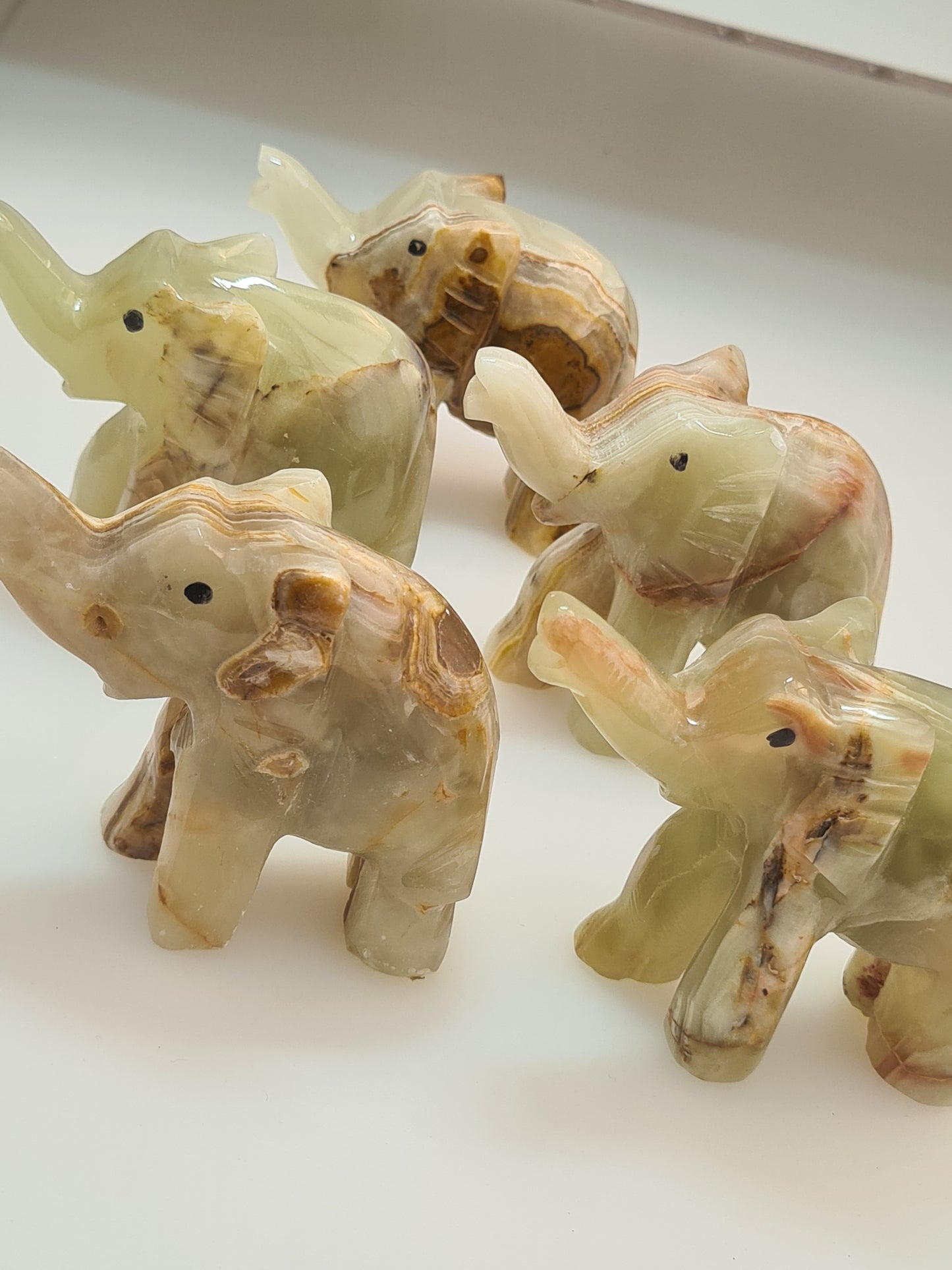 Banded Calcite Elephant Carving