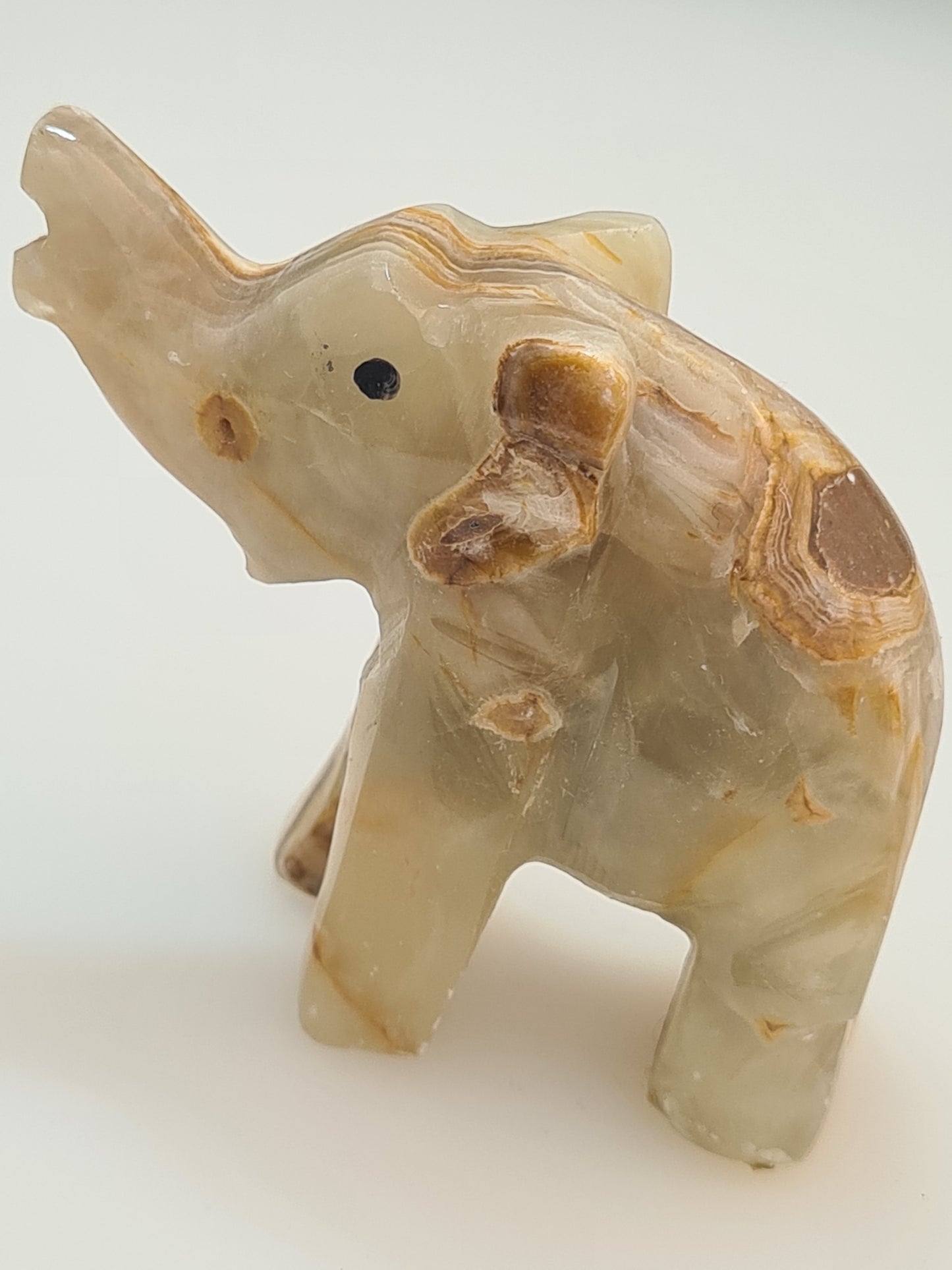 Banded Calcite Elephant Carving