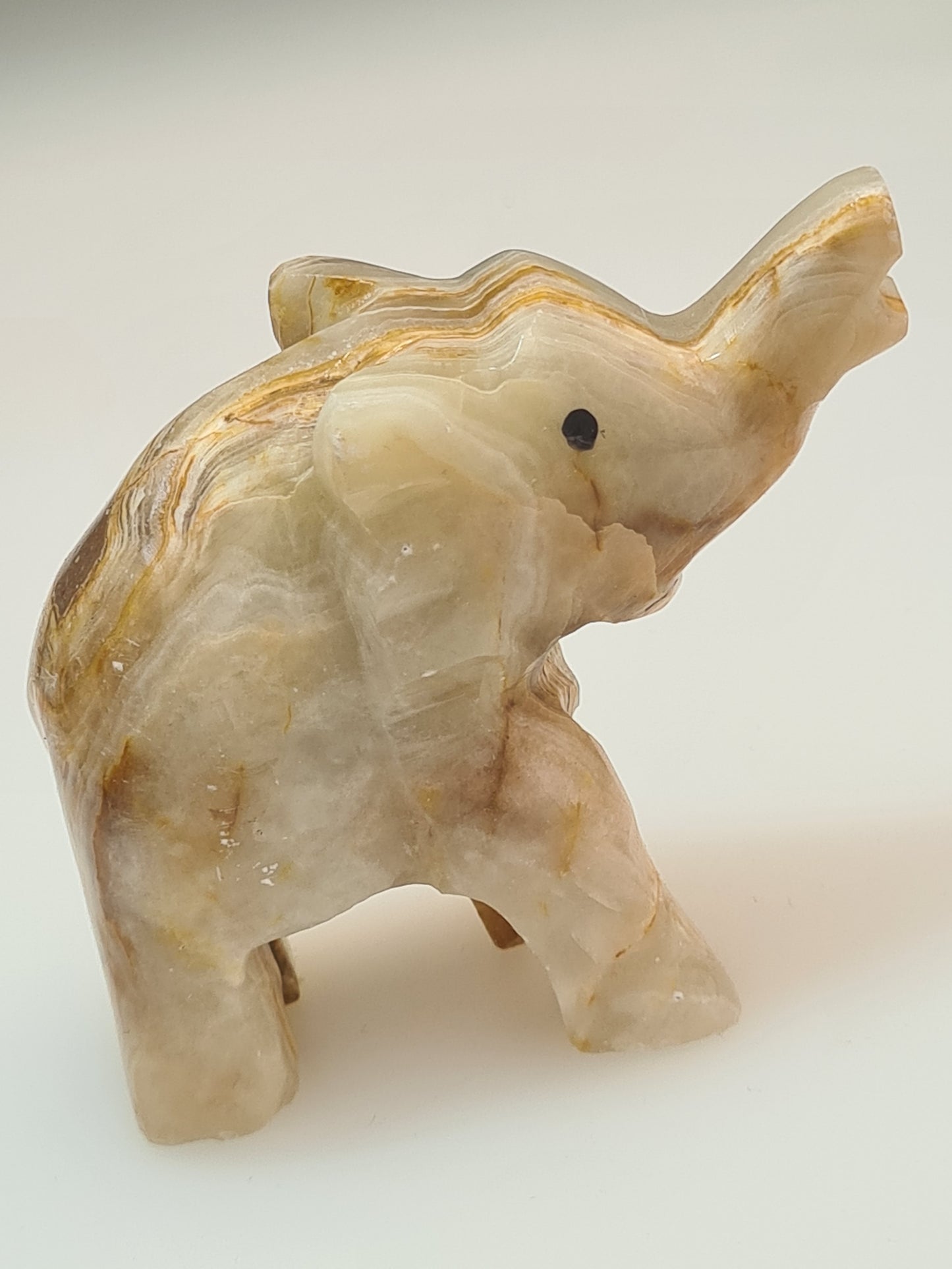 Banded Calcite Elephant Carving