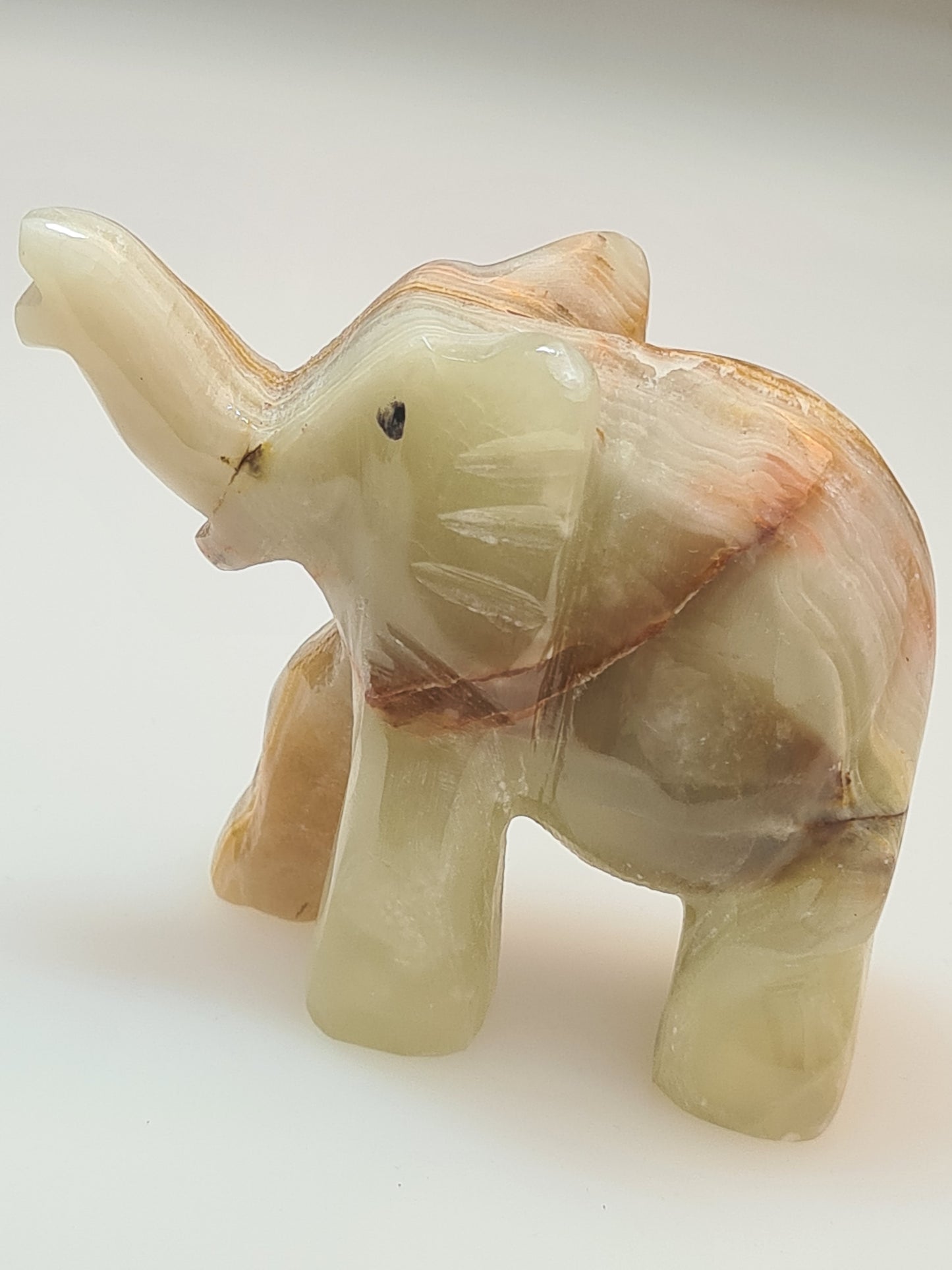 Banded Calcite Elephant Carving