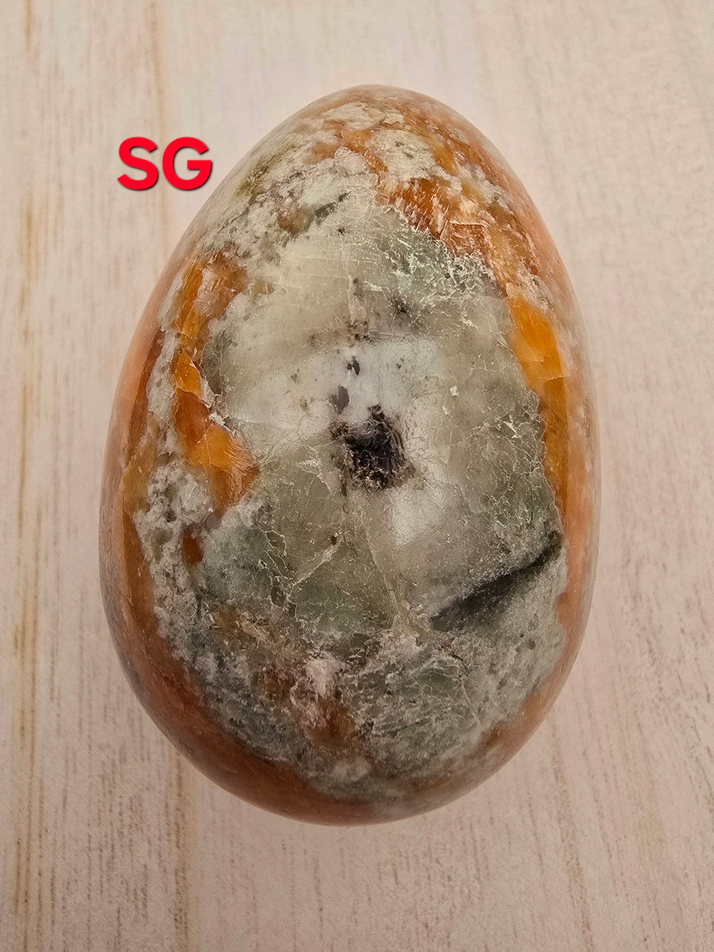 Orchid Calcite & Prehnite Egg | South Africa