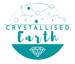 Logo for Crystallised Earth in Teal with globe design outline