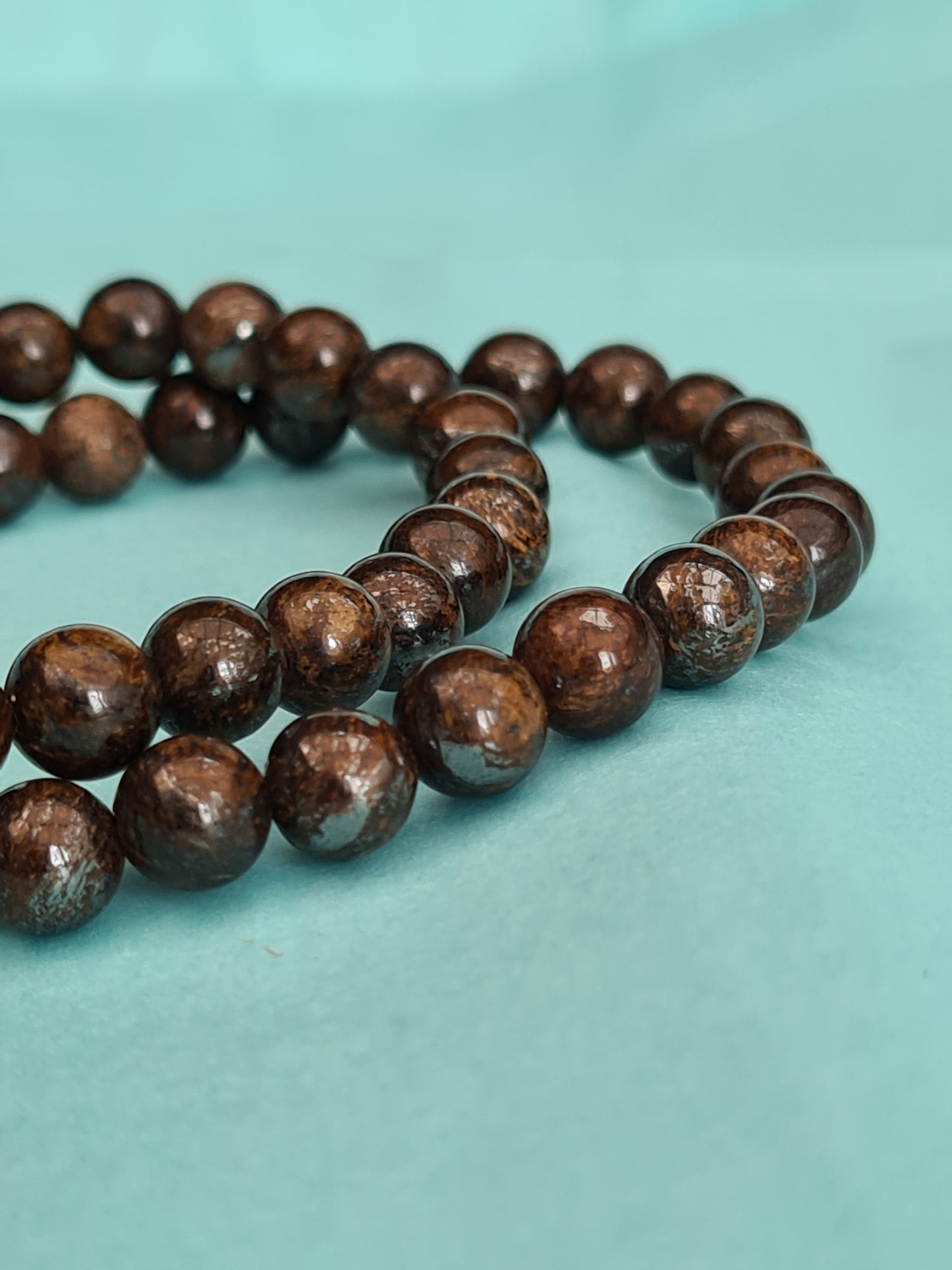 Two Bronzite Crystal 6mm Beaded Bracelets in warming brown and gold tones
