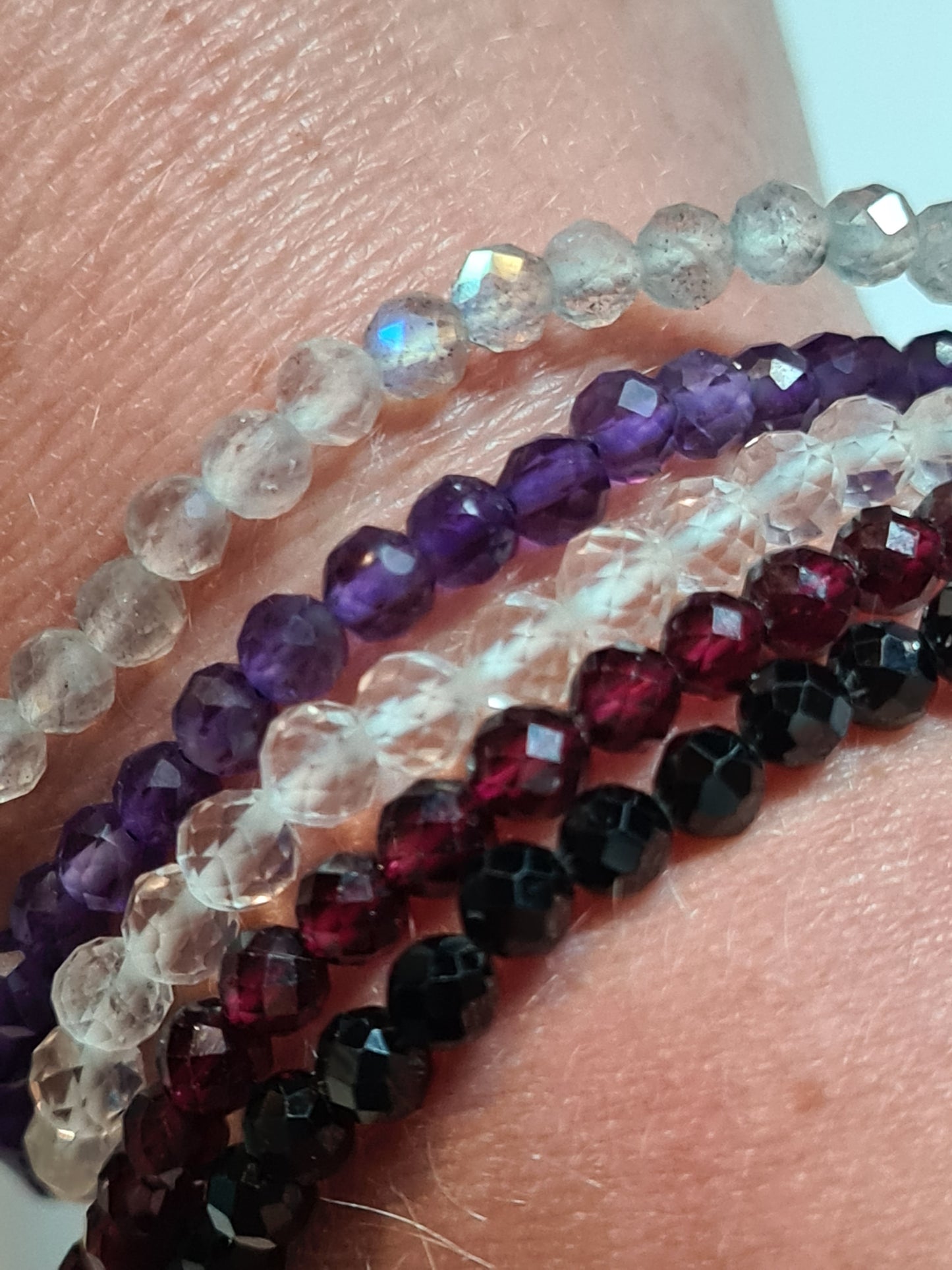 Labradorite Bead Bracelet | 4mm Faceted Beads