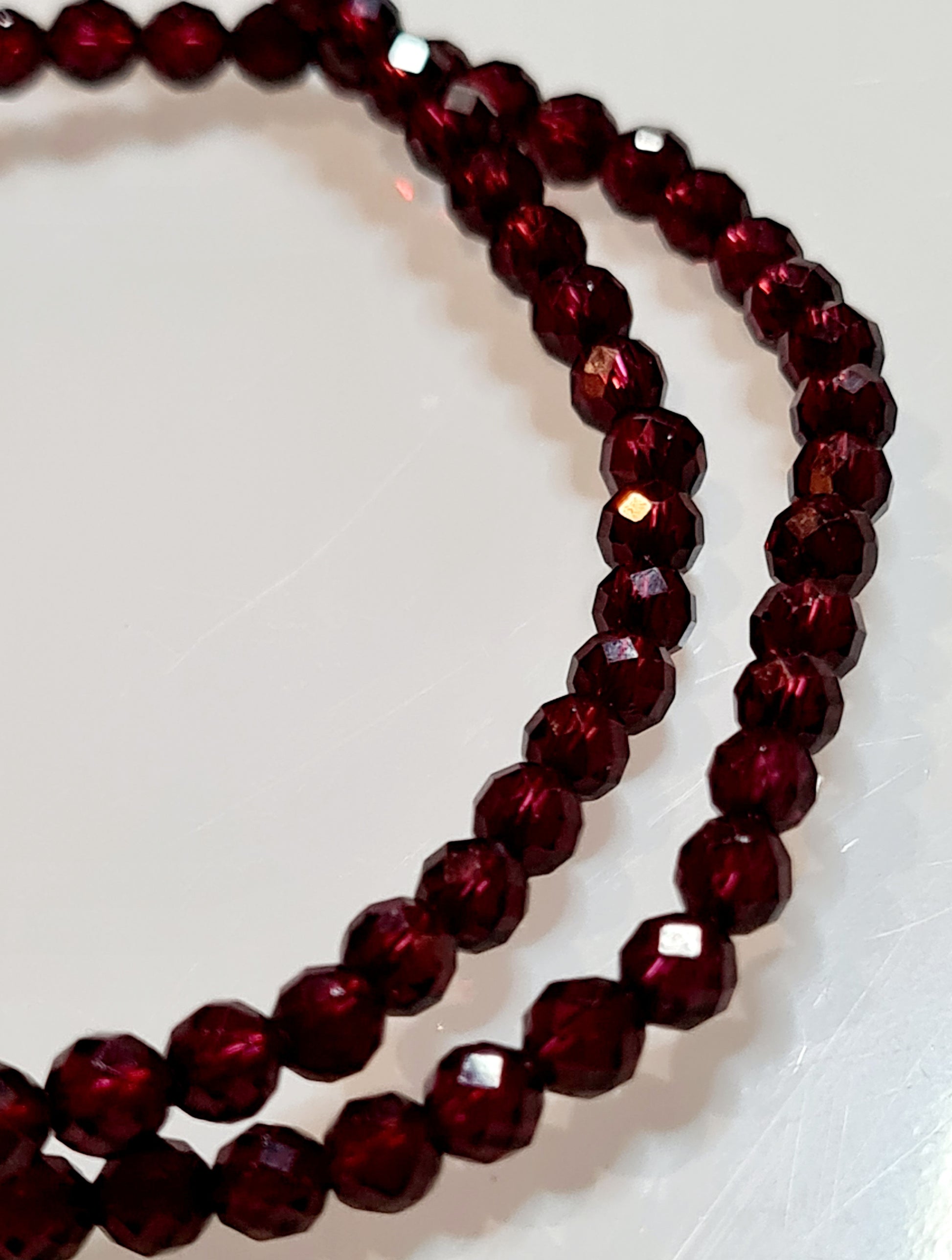 Deep Red Garnet 4mm Faceted Bead Bracelet