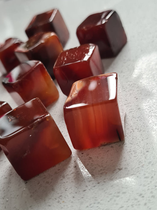 Rich dark amber reddish orange Carnelian Cubes