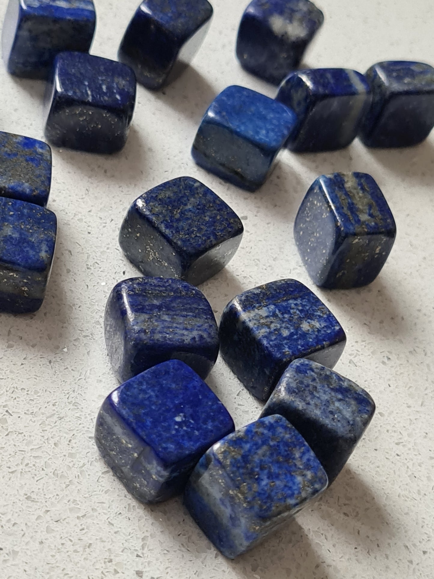 Several Blue and White Mixed Lapis Lazuli Mini Cubes