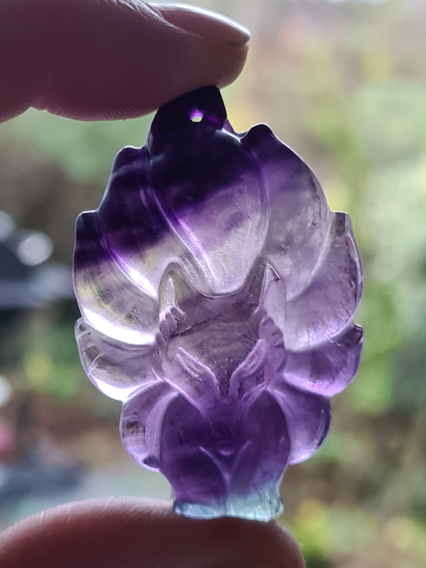 Rainbow Fluorite Nine Tail Fox Carving