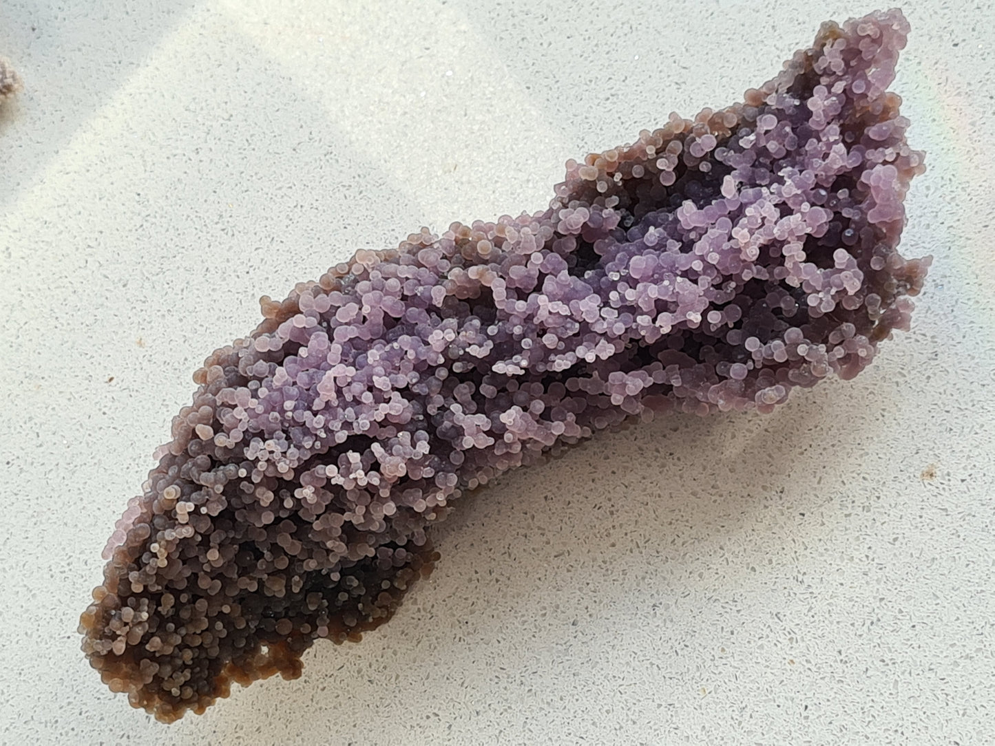 Grape Agate Dagger - the name given because of it's long pointed shape, with stain finish raw grape formations.