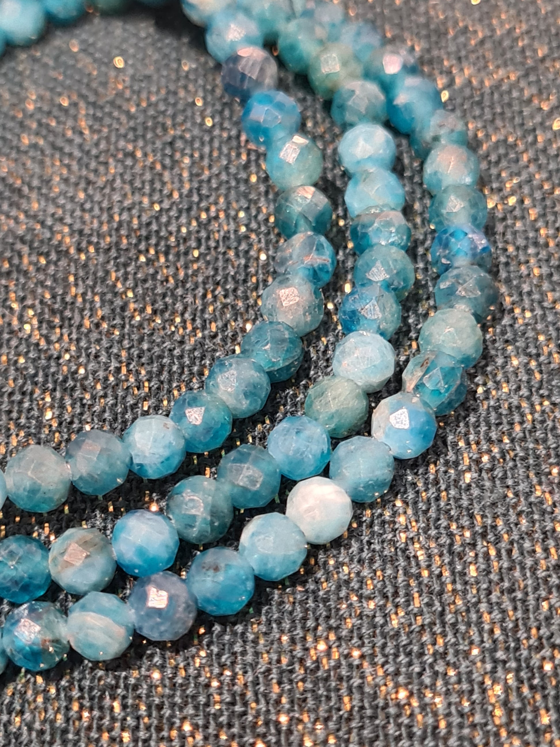 Three 4mm faceted apatite bracelets
