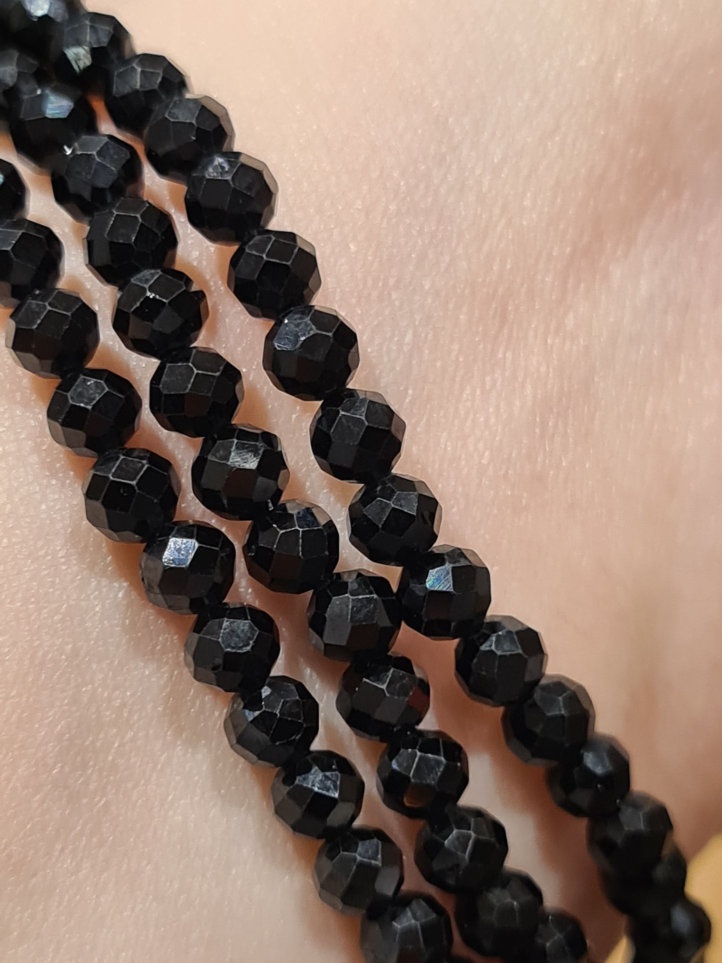 Black Spinel Bracelet | 4mm faceted bead
