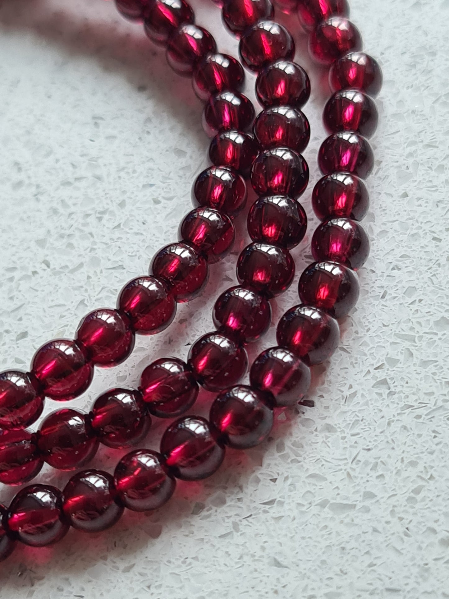 Rich Red Garnet 4mm Round Bead Bracelets