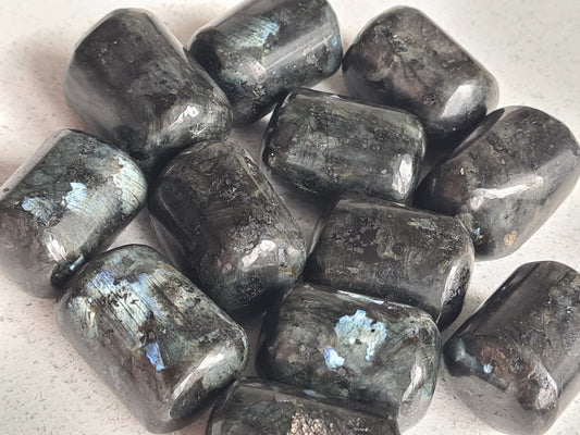 Larvikite Tumble Stone from Norway with Silver and Blue Flash. £2.00 each