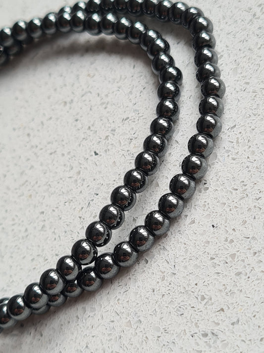 4mm round bead hematite bracelet, for protection and strength