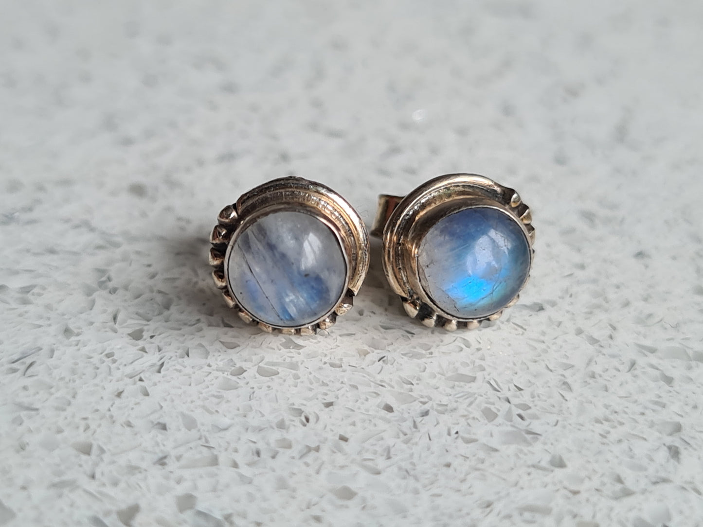 Rainbow Moonstone Earrings | Sterling Silver
