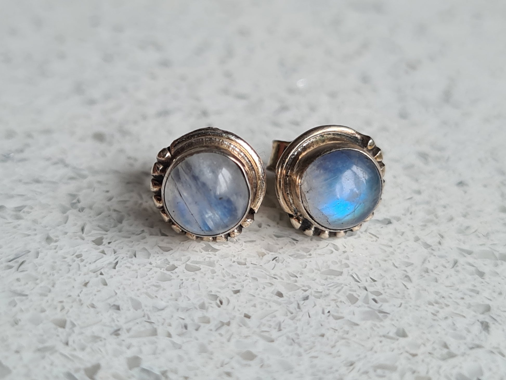 Rough lapis lazuli, rainbow moonstone earrings 1 1/2 (925 sterling silver)  earr431122 | Fruugo IE