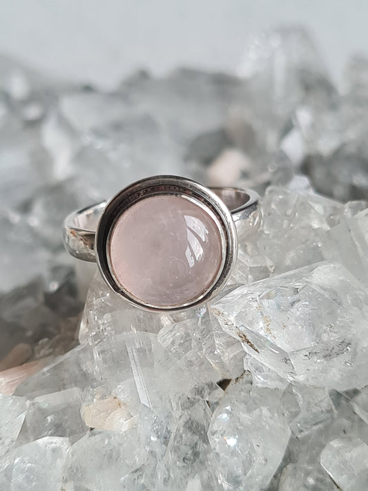 Rose Quartz Ring Size N | Sterling Silver