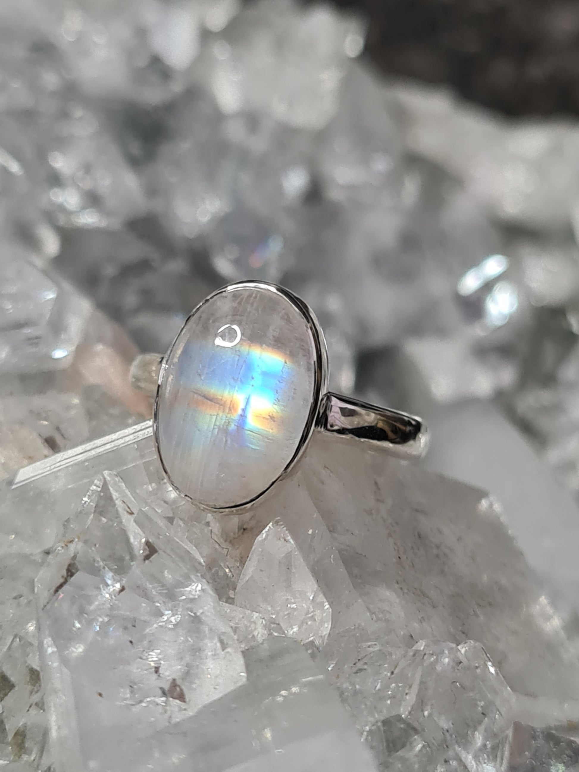 Rainbow Moonstone Silver Ring – SILBERUH