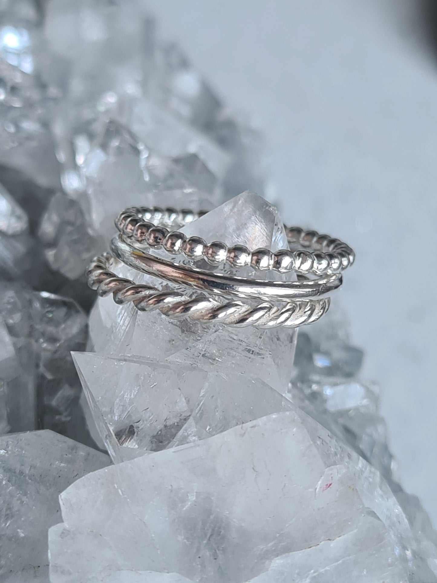 Silver Twisted Rope Stackable Ring | Sizes J to Q